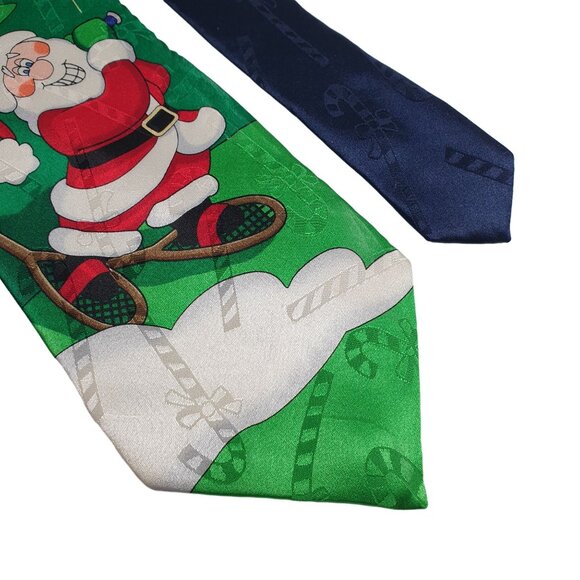 Yule Tie Greetings Hallmark Men Necktie Tie Golfing Santa Holiday Christmas Gift - Picture 3 of 6